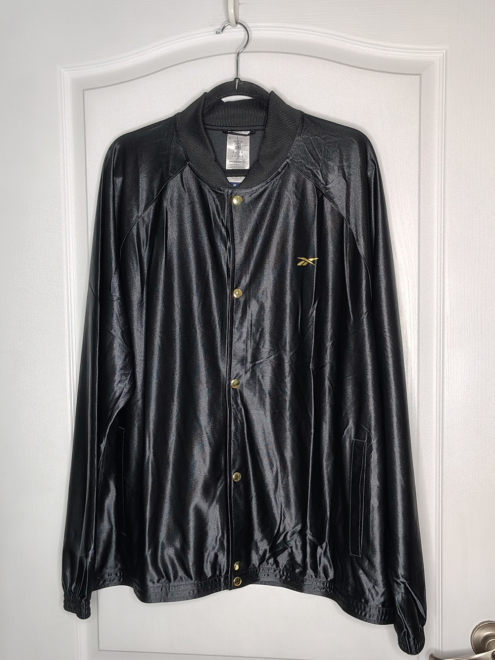 Reebok Men's Black Satin Snap-Front Jacket